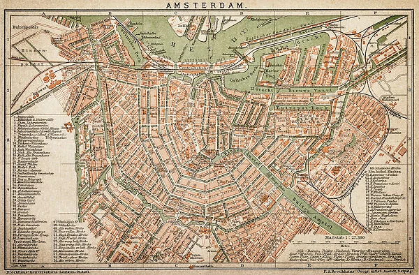 Amsterdam. Antquie Map of Amsterdam