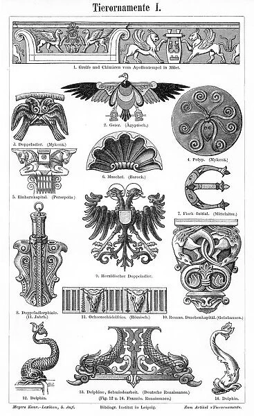 Animal style ornaments engraving 1895