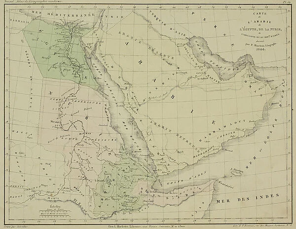 Antique map of Arabia and adjacent Africa and Persia