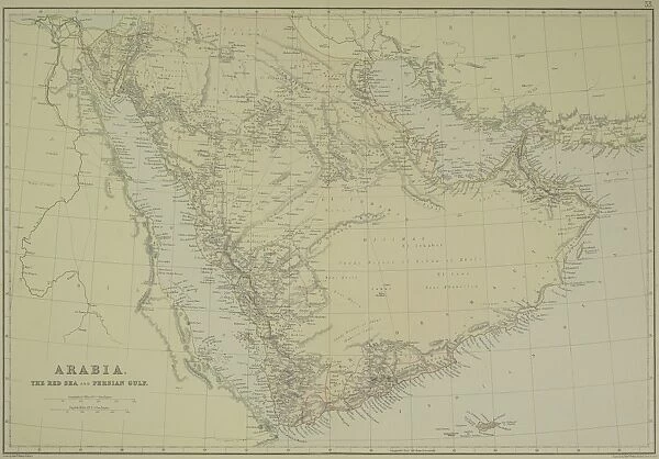 Antique map of Arabia with the Red Sea and Persian Gulf