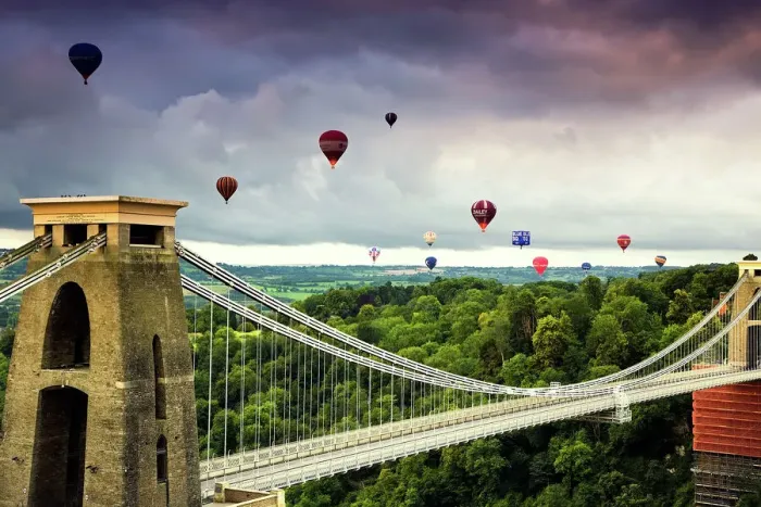 Framed Print : Hot Air Balloons over Clifton Suspension Bridge Print