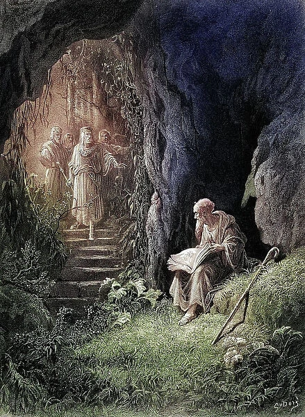 Arthurian Legend, King Arthur, Hermit in the cave, Idylls of the King
