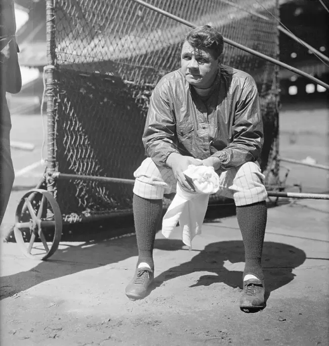 Framed Print : Babe Ruth Pausing at Practice Print Framed Print : Babe Ruth Pausing at Practice Print
