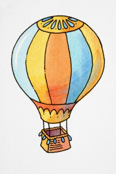 Cartoon, hot air balloon