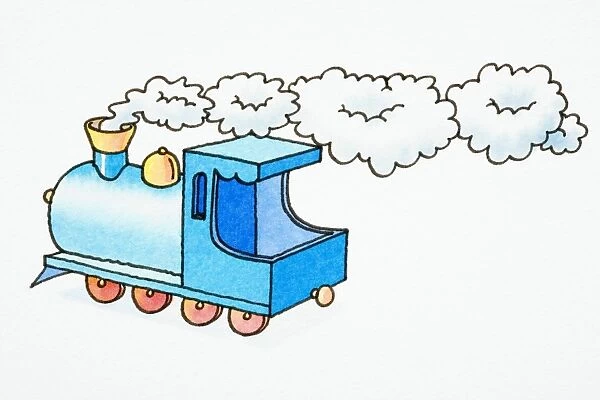 Cartoon, steam train locomotive blowing steam out of its #13558995