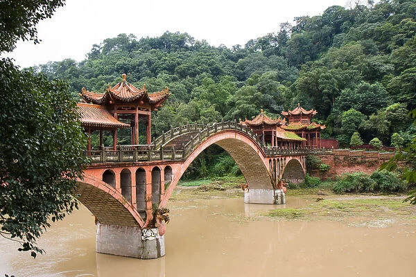 Chinese red bridge, LeShan, SiChuan, China