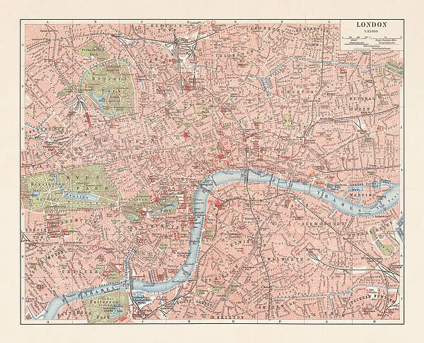 City map of London, England, downtown district (Print #18292289