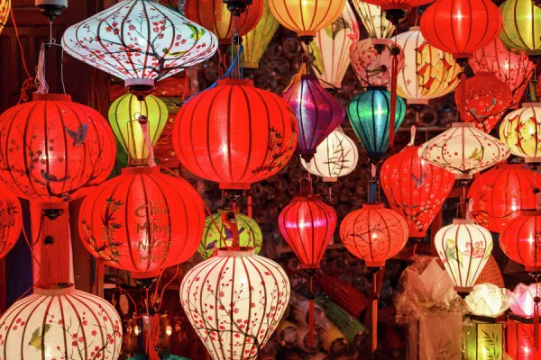 Close up on Lantern Shop in Hoi An, Vietnam