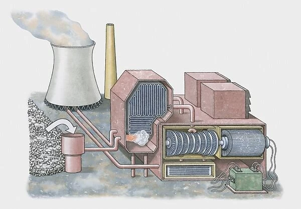 Cross section illustration of a power station