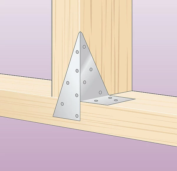 Digital Illustration of galvanized stud fixing bracket on timber frame