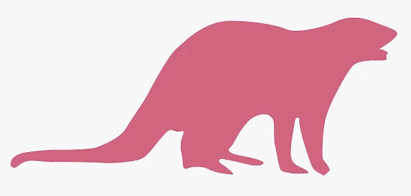 Digital illustration of pink silhouette of Mongoose