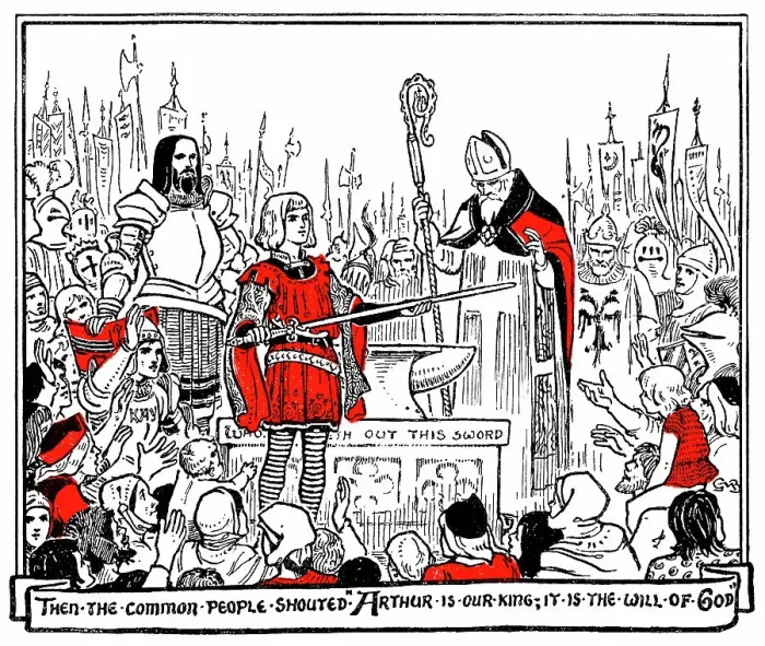 Framed Print : King Arthur pulls the sword from the stone Print, 1896 Framed Print : King Arthur pulls the sword from the stone Print, 1896