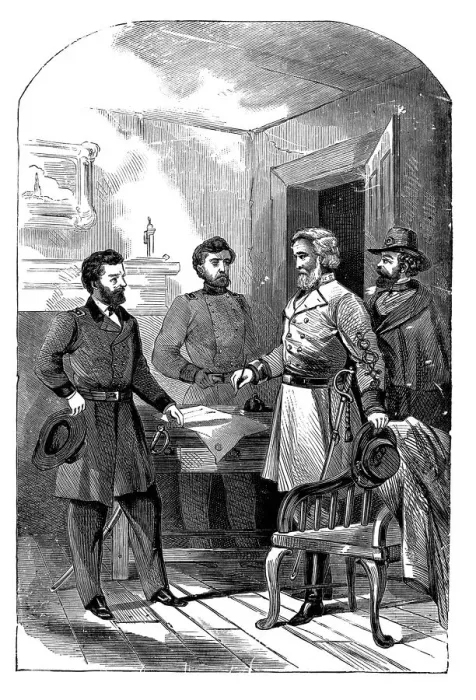 Framed Print : Appomattox Surrender Print of Robert E. Lee to Ulysses S. Grant in 1865 Framed Print : Appomattox Surrender Print of Robert E. Lee to Ulysses S. Grant in 1865