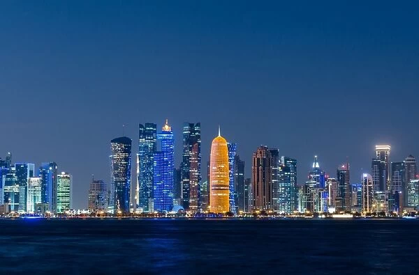 Doha skyline in the evening, Qatar