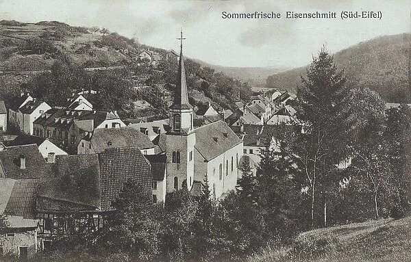 Eisenschmitt in the southern Eifel, district of Bernkastel-Wittlich in Rhineland-Palatinate, Germany, view from around 1910, digital reproduction of a historical postcard, from that time, exact date unknown