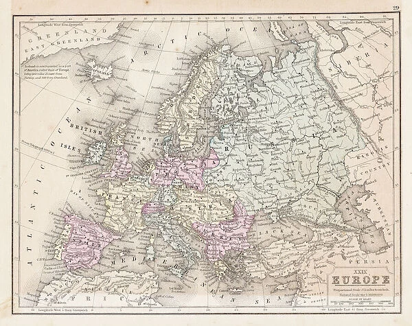 Europe map 1867. Mitchella��s Modern Atlas - Published by E