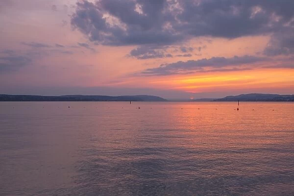Evening at Lake Constance, Lake Constanz, near Uhldingen, Baden-Wurttemberg, Germany