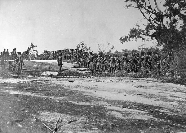 Fashoda. circa 1898: The Faidherbe being dragged across the Boeki