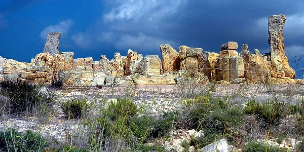 Hagar Qim. Ancient temple wall, Hagar Qim, Malta