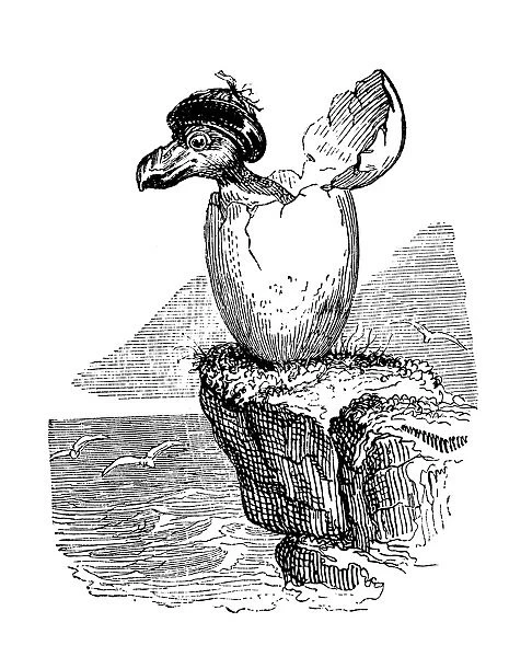 Humanized animals illustrations: Penguin birth