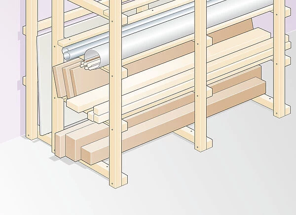 Illustration of rack used for storing wood