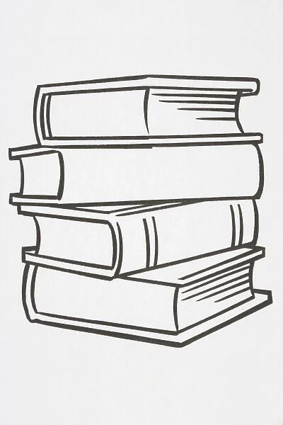Illustration, stack of four hard cover books