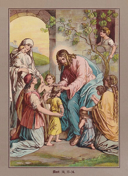 Jesus blesses the children, chromolithograph, published ca. 1880