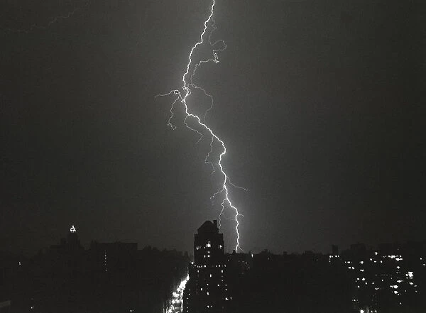 Lightning over city