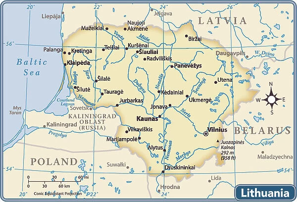 Lithuania country map