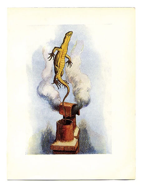 Lizard emerging from chimney illustration, (Alices Adventures in Wonderland)