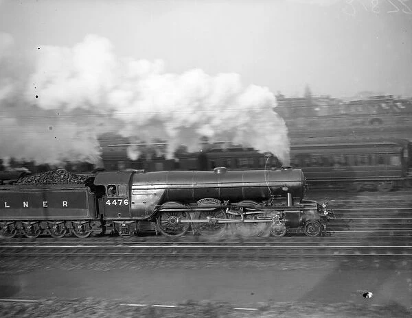 LNER Train. October 1929: An LNER locomotive at full steam ahead