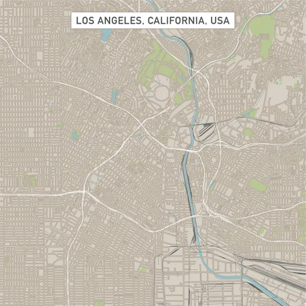 Los Angeles California Us City Street Map Available As Framed Prints,  Photos, Wall Art And Photo Gifts