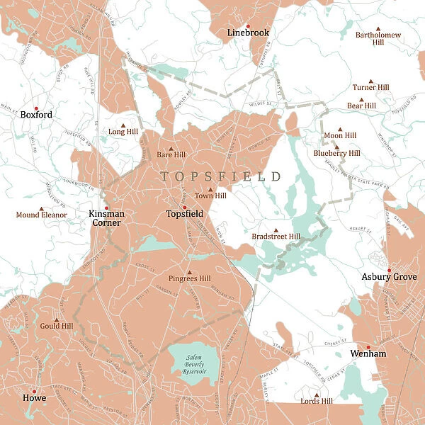 MA Essex Topsfield Vector Road Map
