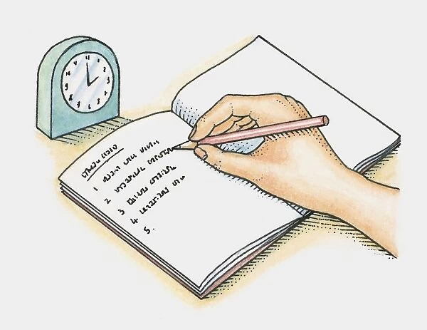 Making a list of tasks in a notebook with a clock to estimate timings
