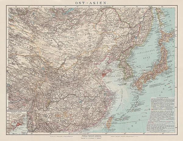 Map of China, Japan and Korea, chromolithograph, published in 1900