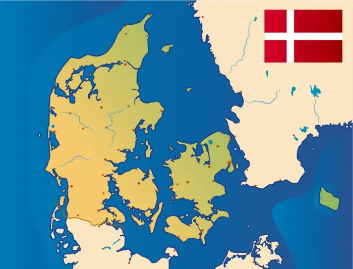 Framed Print : Denmark Cartoon Map Print Framed Print : Denmark Cartoon Map Print