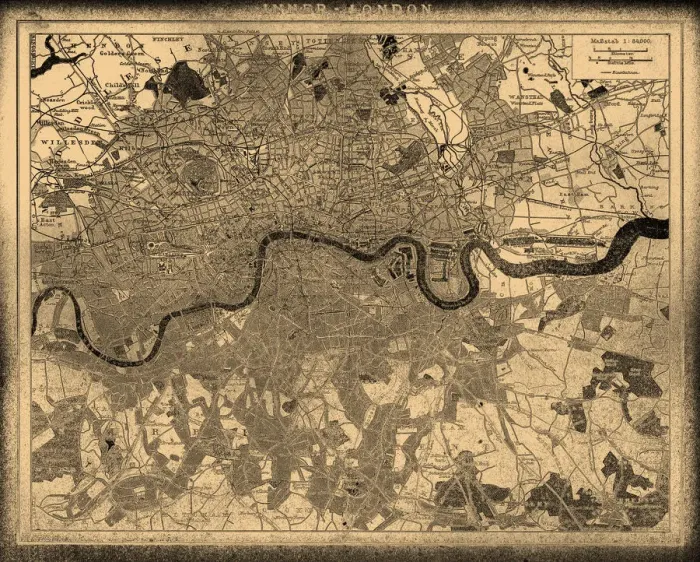 Framed Print : London City Map Print (Historical Maps) Framed Print : London City Map Print (Historical Maps)