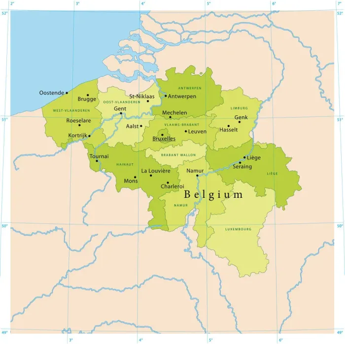 Framed Print : Highly Detailed Belgium Vector Map Print in CMYK Colors Framed Print : Highly Detailed Belgium Vector Map Print in CMYK Colors