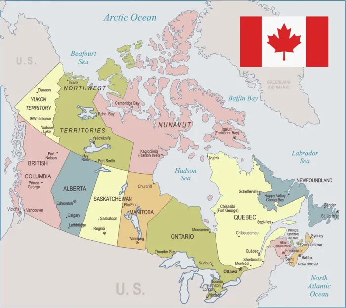 Framed Print : Colored Map Print of Canada, January 10, 2016 Framed Print : Colored Map Print of Canada, January 10, 2016