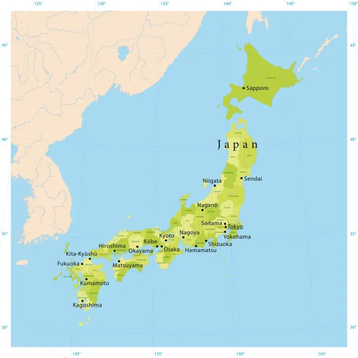 Framed Print : Highly Detailed Japan Vector Map for Print Framed Print : Highly Detailed Japan Vector Map for Print