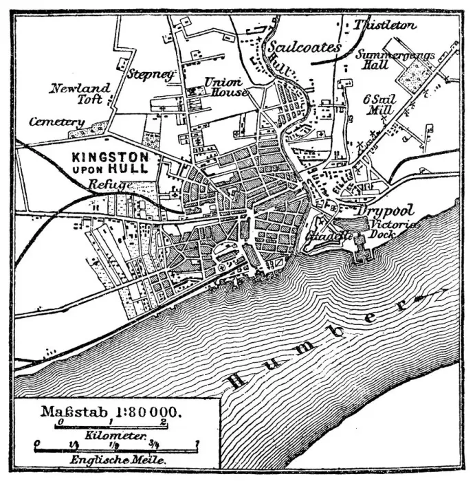 Framed Print : Kingston upon Hull Map Print Framed Print : Kingston upon Hull Map Print