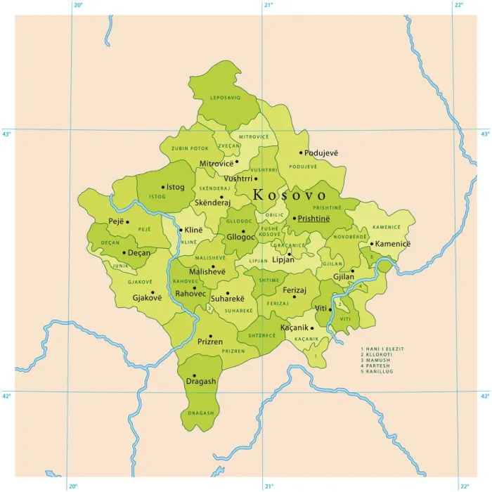 Framed Print : Highly Detailed Kosovo Vector Map for Print Framed Print : Highly Detailed Kosovo Vector Map for Print