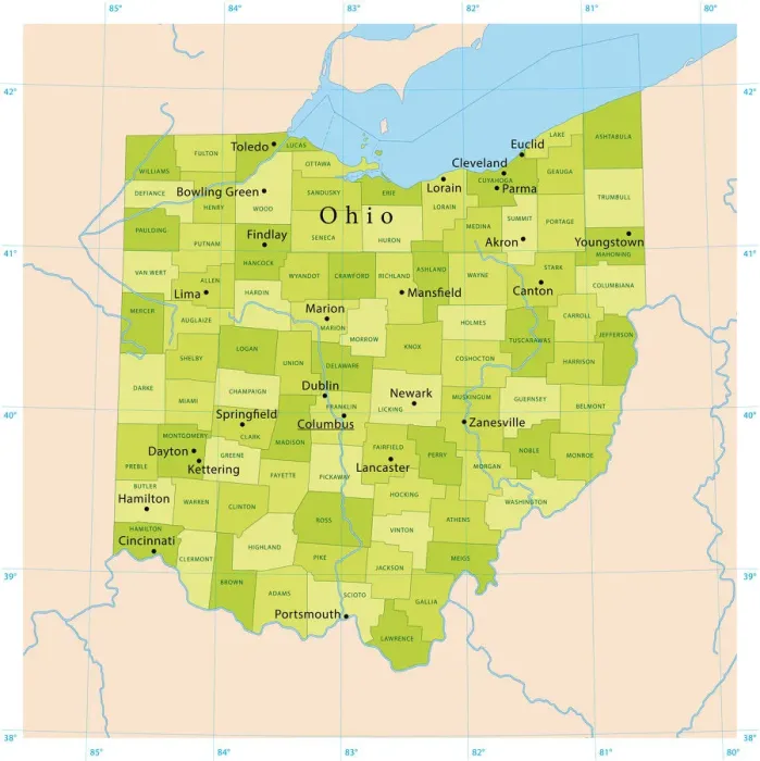 Framed Print : Ohio Vector Map Print for CMYK Framed Print : Ohio Vector Map Print for CMYK