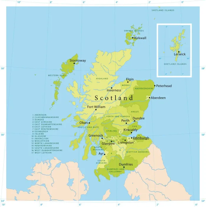 Framed Print : Highly Detailed Scotland Vector Map for Print Framed Print : Highly Detailed Scotland Vector Map for Print