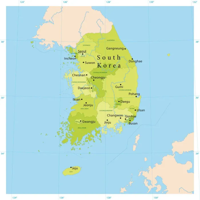 Framed Print : Highly Detailed South Korea Vector Map Print for CMYK Framed Print : Highly Detailed South Korea Vector Map Print for CMYK