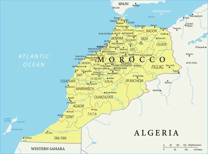 Framed Print : Reference Map of Morocco Print: A Geographical Overview