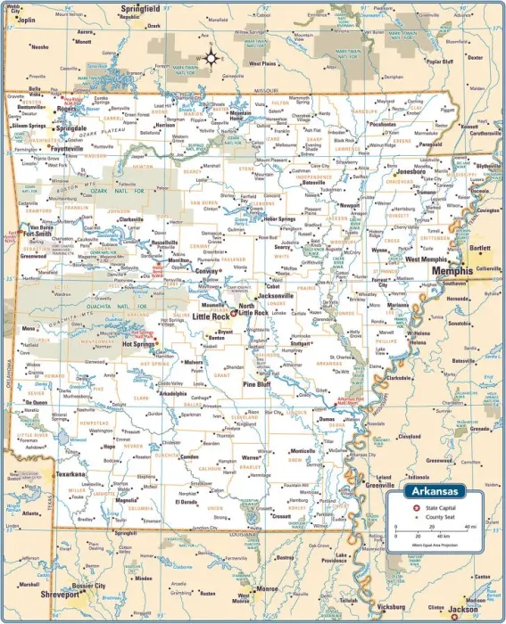 Framed Print : Arkansas State Map Print Framed Print : Arkansas State Map Print