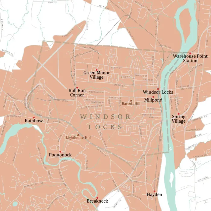 Framed Print : Hartford Windsor Locks Vector Road Map Print Framed Print : Hartford Windsor Locks Vector Road Map Print