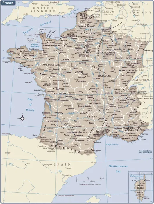 Framed Print : France 2011 Edition Reference Map Print