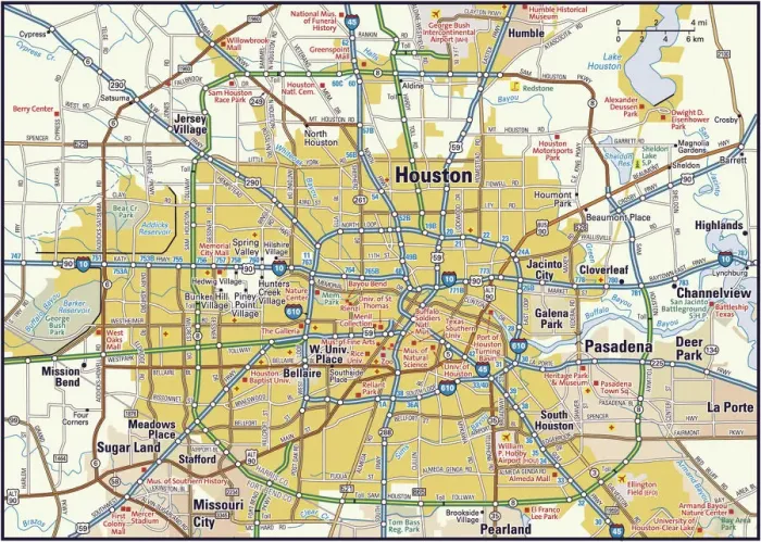 Framed Print : Houston Texas Area 2011 Reference Map Print Framed Print : Houston Texas Area 2011 Reference Map Print